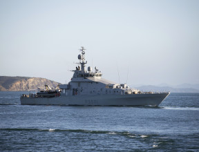 Royal New Zealand Navy's HMNZS Hawea sailing on the sea