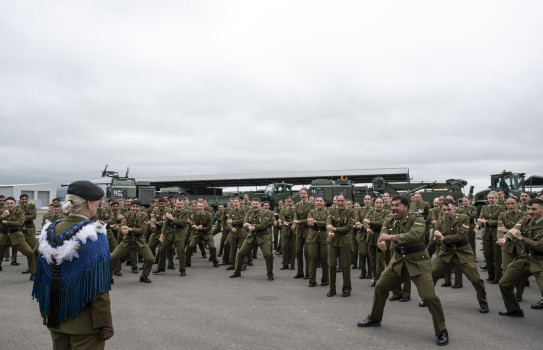 Personnel from 2CSSB pay tribute to outgoing Commanding Officer Lieutenant Colonel Vanessa Ropitini